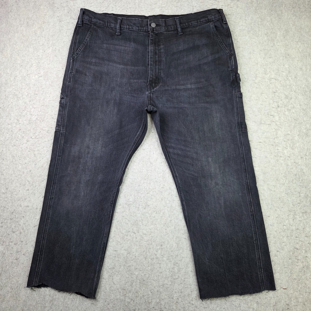 Levis Carpenter Jeans Mens 40x30 Black Denim (Actual 40x25) Stretch Raw Hem